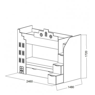Кровать 2-х ярусная Амстердам-2 доп.место (ВхШхГ)1720х2460х1480
