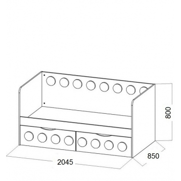 Кровать подростковая Лего 2 ящика (ВхШхГ)800х2045х850