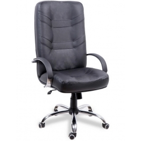 Кресло МИНИСТР ХРОМ черный 