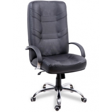 Кресло МИНИСТР ХРОМ черный 