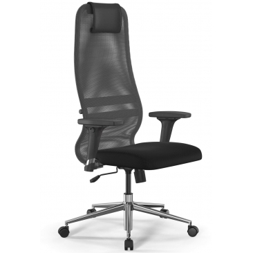 Кресло SIT 8 B1-8D X1+UMF(X1) /Uh00/Wh00/D02P(M09.B23.G18.W01) черный/св.серый